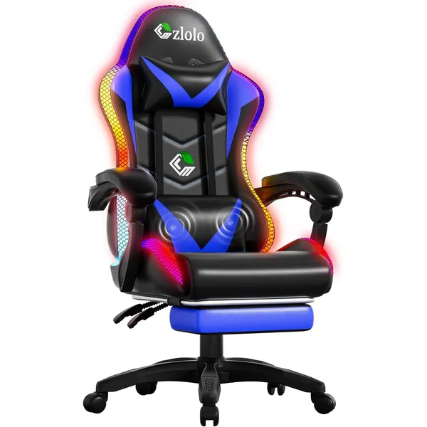 Czlolo RGB LED Gaming Chair, Blue