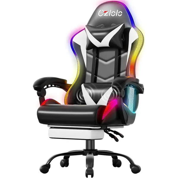 Czlolo RGB LED Gaming Chair, White