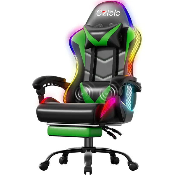 Czlolo RGB LED Gaming Chair, Green