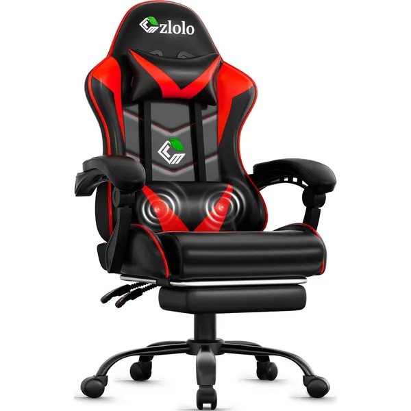 Czlolo Classic Footrest Gaming Chair, Red
