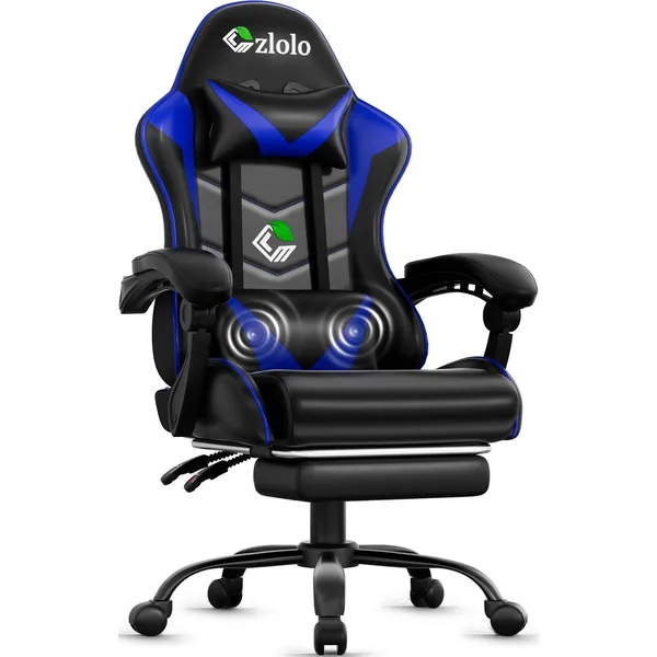 Czlolo Classic Footrest Gaming Chair, Blue