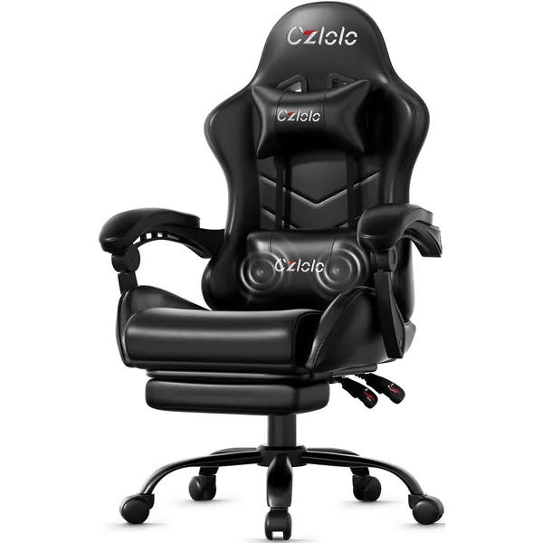 Czlolo Classic Footrest Gaming Chair, Carbon Black