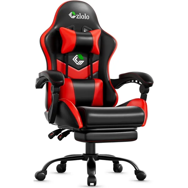 Czlolo Classic Footrest Gaming Chair, Crimson