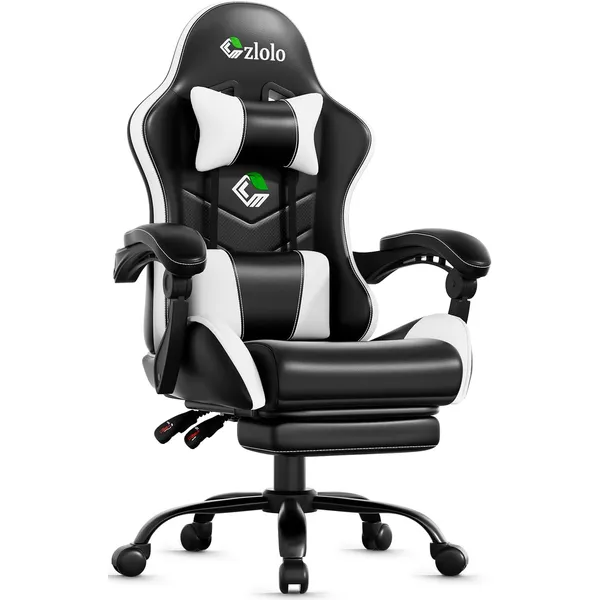 Czlolo Classic Footrest Gaming Chair, Cloud White