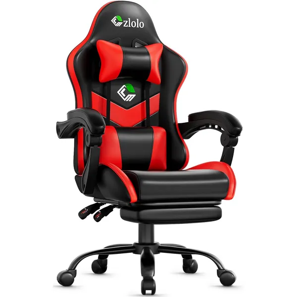 Czlolo Classic Footrest Gaming Chair, Cherry Red