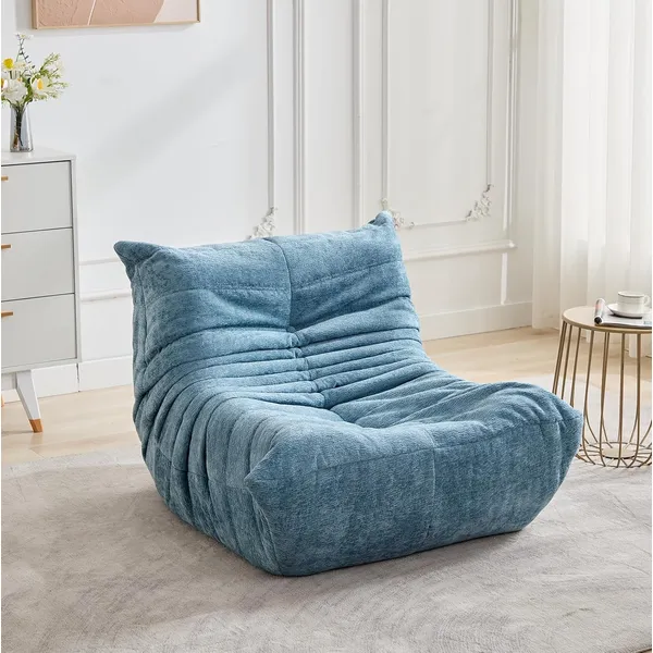 Czlolo Chenille Bean Bag Lounge Chair, Teal Green