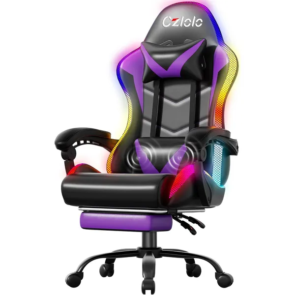 Czlolo RGB LED Gaming Chair, Purple