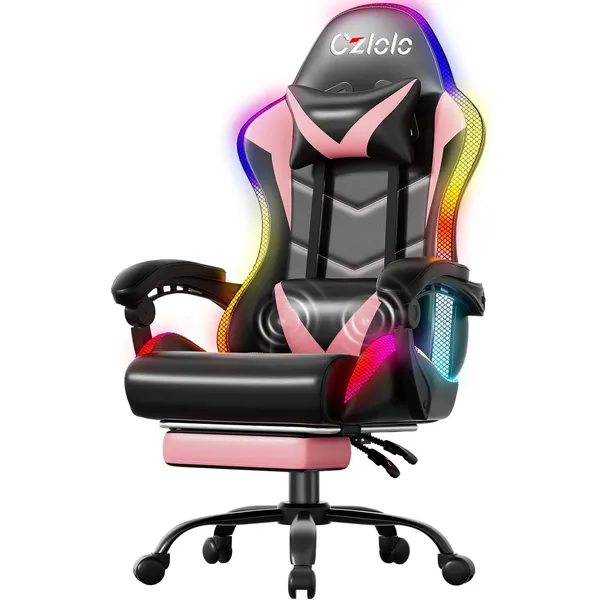 Czlolo RGB LED Gaming Chair, Pink