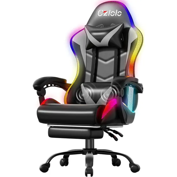 Czlolo RGB LED Gaming Chair, Grey