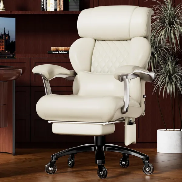 Czlolo Executive Big & Tall Office Chair, Cream White