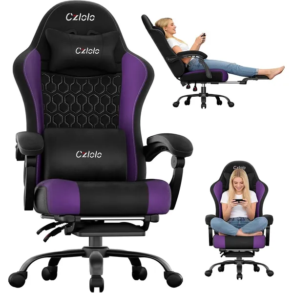 Czlolo Fabric Big & Tall Gaming Chair, Purple