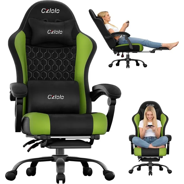 Czlolo Fabric Big & Tall Gaming Chair, Green